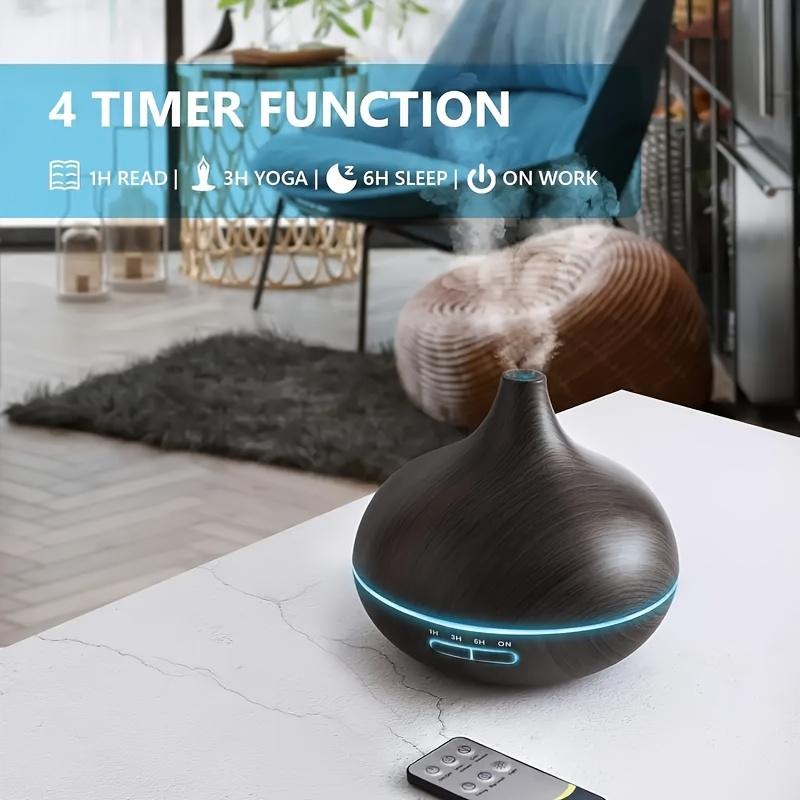 550ml Aromatherapy Diffuser with 6 Essential Oils Wood Grain Ultrasonic Humidifier Remote Control 7 Color LED Light Ideal for Christmas Birthday Housewarming fireplace flame dispensador aroma mini Gradient timer dual colorful USB Ultrasonic Diffuser Set