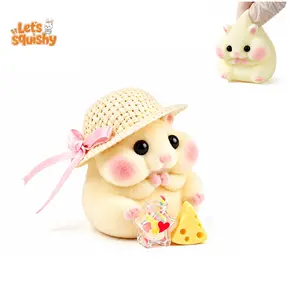 LETSSQUISHY Handmade Taba Squishy Hamster Toy, Cute Squishy Hamster Fidget Toy, Realistic Hamster Toy, Soft Silicone Mochi Furry Toy, Stress Relief Gift for Adults & Kids, Sensory Anxiety Plushie (Yellow)