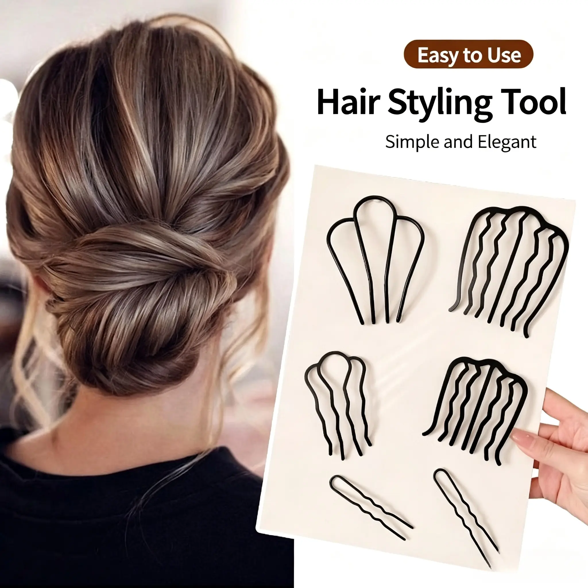 3pcs Metal Hair Side Combs U-shape Hair Pins French Twist Styling Tools for Women Vintage Updo Bun Accessories for Weddings Parties Everyday Use