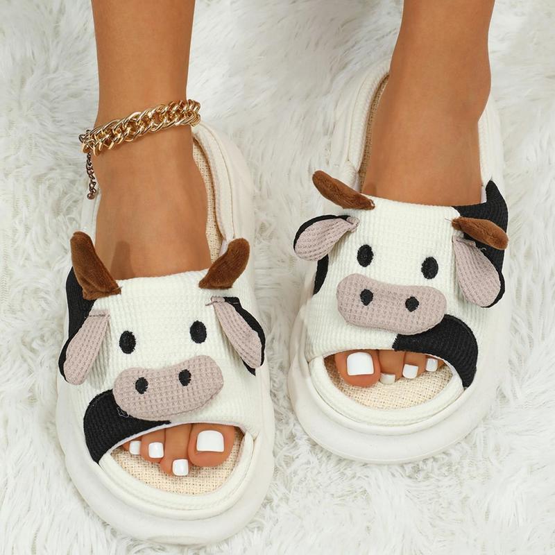 Cow Slippers Slides for Women House Shoes for Woman Lovely Cartoon Animal Shape  Women Men Home Indoor Springfresh