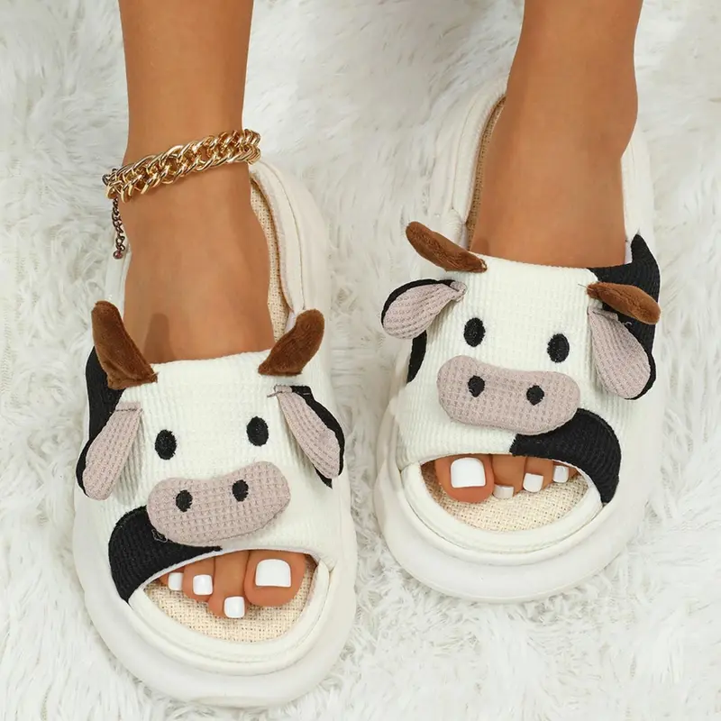 Cow Slippers Slides for Women House Shoes for Woman Lovely Cartoon Animal Shape  Women Men Home Indoor Springfresh