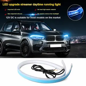 2Pcs RGB 30/45/60CM Flexible Daytime Running Light Strips, Flowing Turn Signal LED DRL Lamps, Easy Installation, Universal for Most Cars, Automotive Exterior Modification