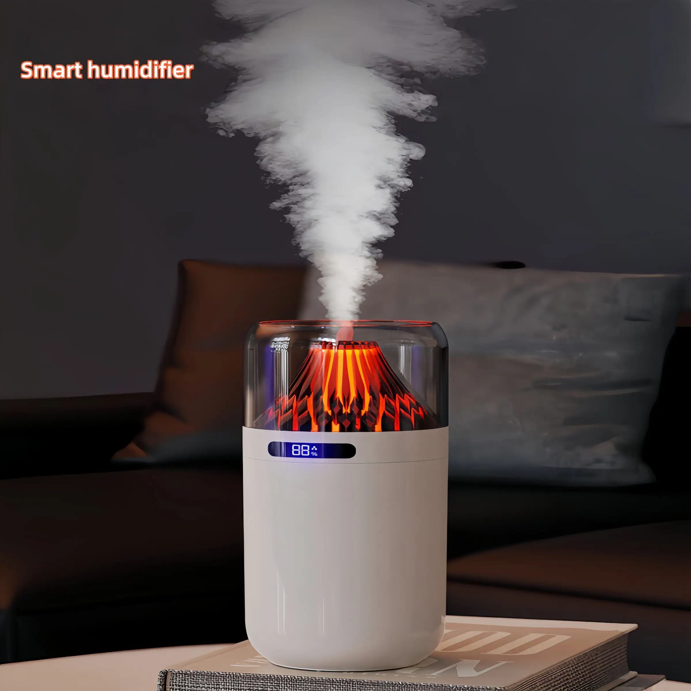 New Volcano Humidifier for Bedroom & Office Desk Use, Small Car Flame Spray Aromatherapy Machine, Home Decorative Air Moisturizer