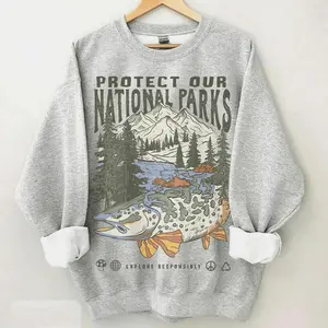 90s National Parks Sweatshirt Respect the Local Wildlife Pullover Granola Girl Hiking Shirt Camping Graphic Crewneck Hoo Hoodied Casual Fit Cotton Hoodies