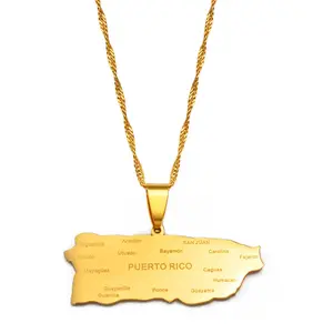 Creative map necklace Puerto Rico Map PR Country Pendant Necklace Jewelry Women Puerto Ricans Unisex Flag