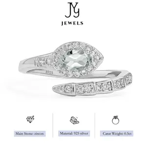 【JYJZZ237】S925 Silver Serpent Bone Ring Opening Adjustable Zirconia Ring Fashion Light Luxury Exquisite High Grade Design, Jewelry Gift.