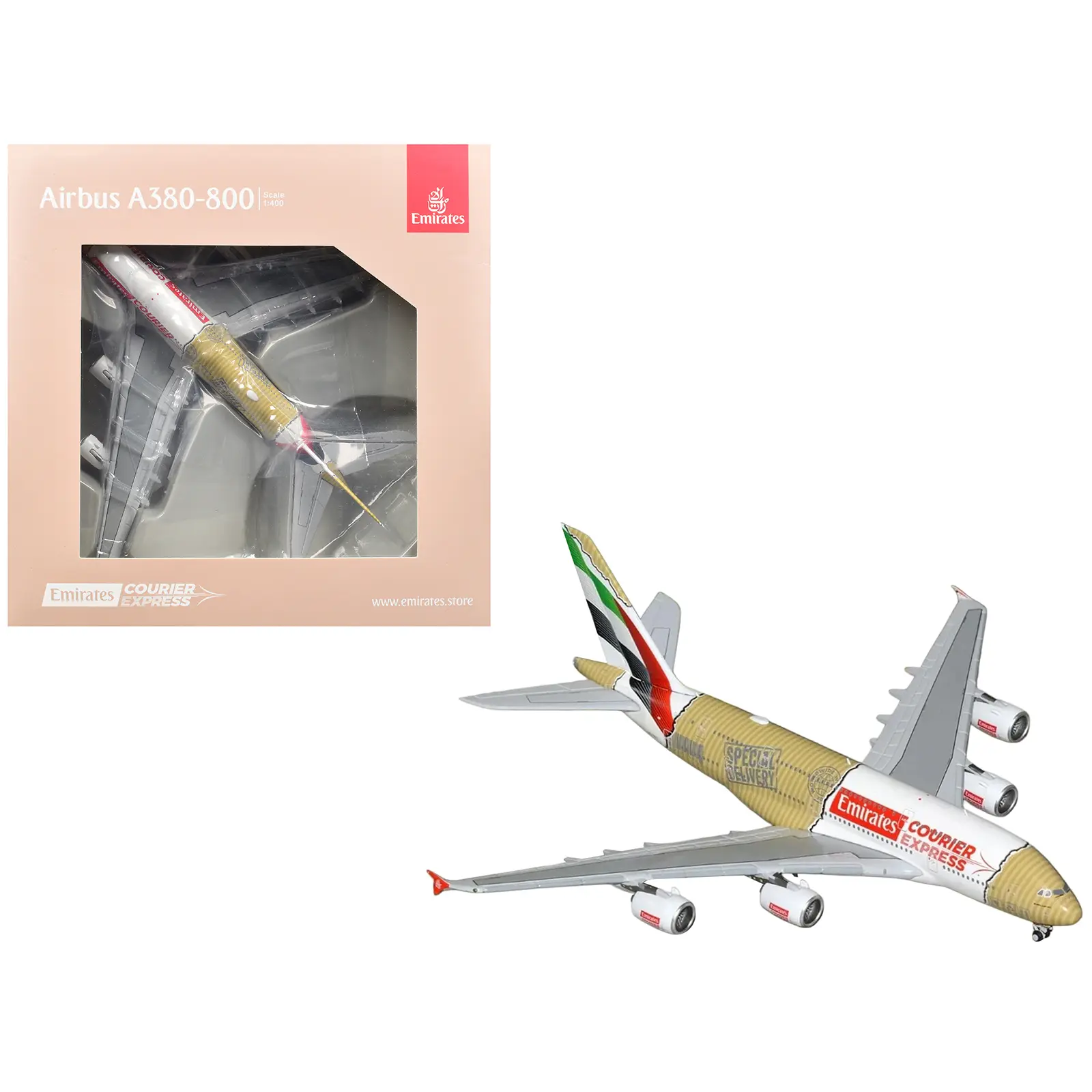 Airbus A380-800 Commercial Aircraft White w/Stripes & Graphics 1/400 Diecast Model Airplane by GeminiJets