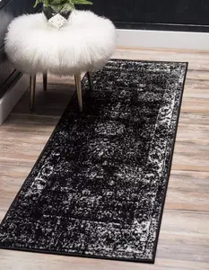 Unique Loom 3137802 Sofia Collection 2 Feet (2' x 13') Runner Traditional Oriental Distressed Vintage Area Rug, 2.5 x 13, Black