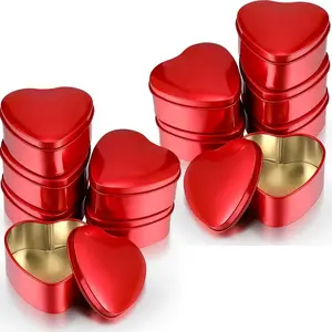 Gift for Her/him 10-Pack Heart-Shaped Metal Gift Box Set with Lids, Glossy and Romantic Containers for Chocolates and Jewelry, Durable and Odor-Free Party Favor Boxes for Valentine's Day and Weddings