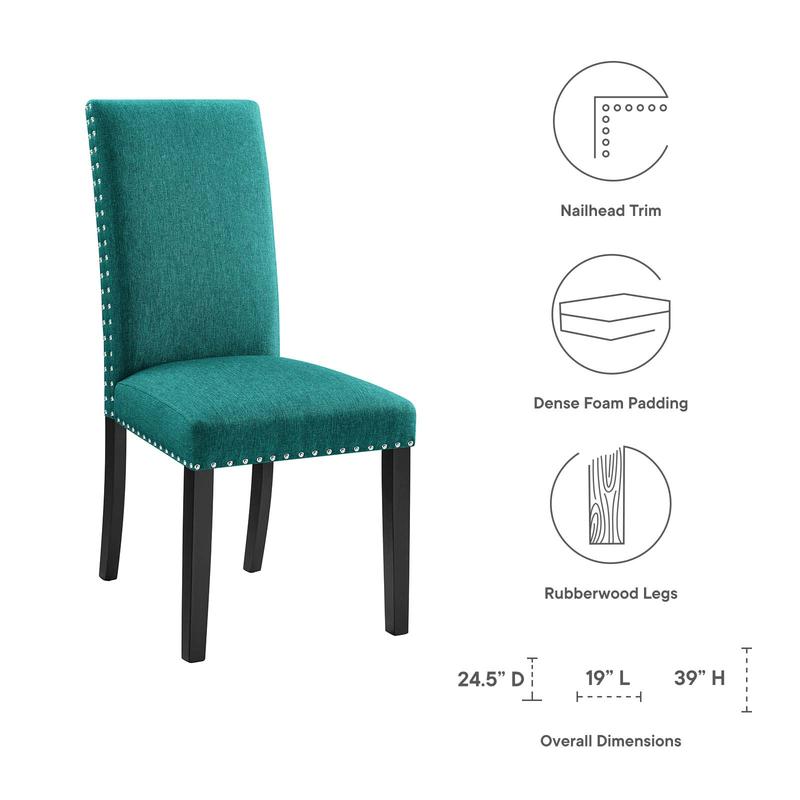 Modway Parcel Dining Upholstered Fabric Side Chair in Teal