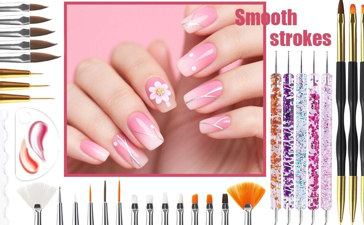 Nail Dotting Tools 32PCS Double-ended Nail Art Brushes Kit Nail Art Gel Polish Liner Brushes Design Pen For Nail Drawing And Nail Paint Brushes Small Detail Brushes