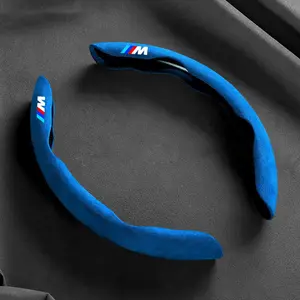 2pcs Suede Leather Car Interior Steering Wheel Cover Suitable For BMW M Emblem E46 E36 E34 F10 E90 F30 E60 F30 E53 E30 E92 E87 Accessories