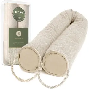 Heavy Duty Draft Stoppers and Blocker, Sound Proof Draft Guard for Doors and Windows, Decorative Cylinder Provides Insulation and Weather Stripping for Doors (Beige, 30 Inches)
