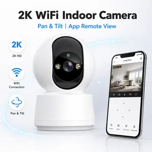 2K WiFi Pan Tilt Home Security Camera, Smart Motion Tracking, Two-Way Audio, Full Color Night Vision, Wireless Indoor House Monitoring Camera for Baby & Pet