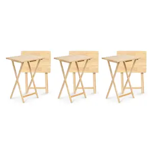 PJ Wood Folding Portable TV Snack Tray Table with Natural Finish (6-Piece Set) PJ Wood Folding Portable TV Snack Tray Table with Natural Finish (6-Piece Set)