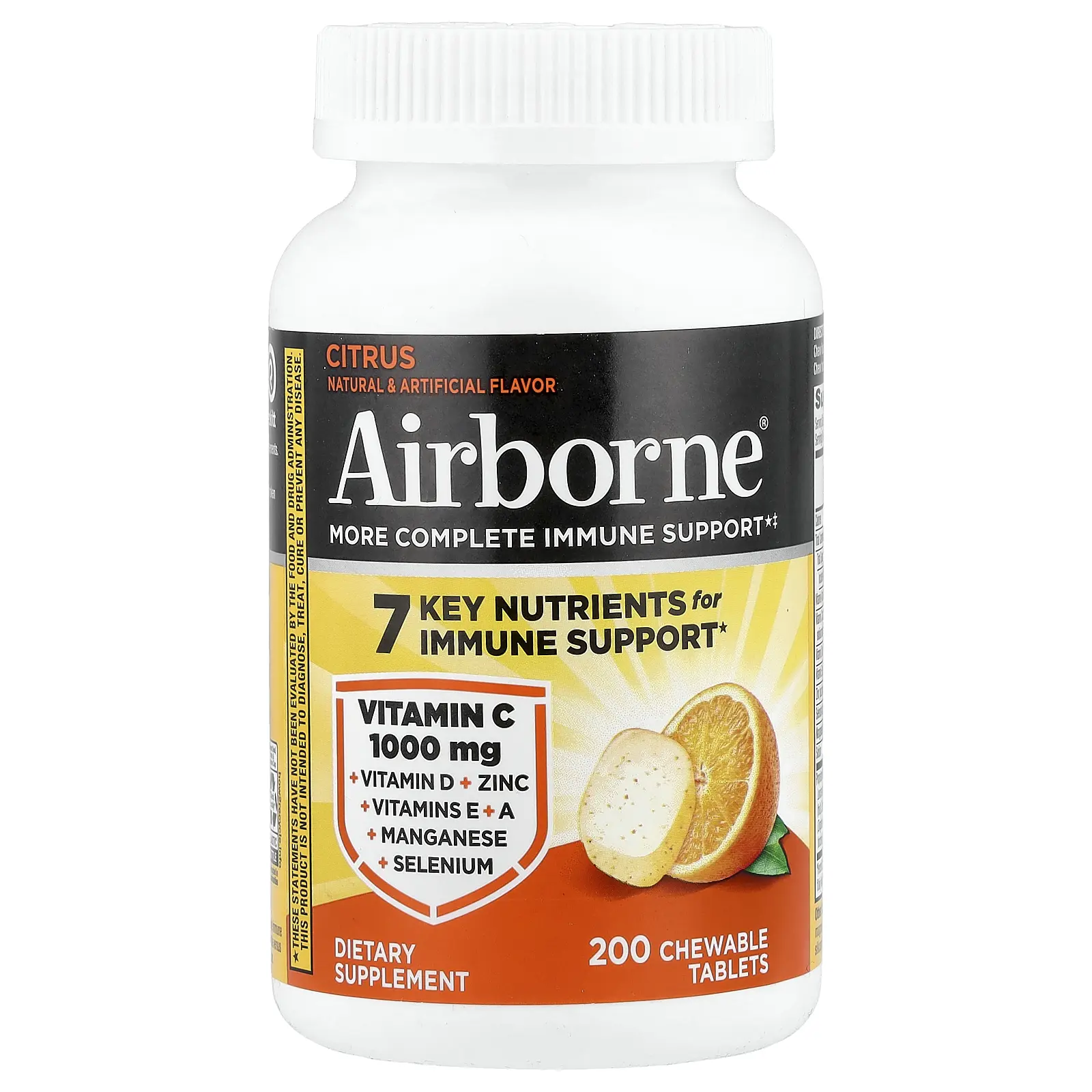 AirBorne More Complete Immune Support, Citrus, 200 Chewable Tablets