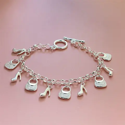 Women's 7.5-in Tarnish-Free Boho Floral Bangle - Stackable Bracelets, Fashion Modern Daily Jewelry Gift Accessory Silver-Plated