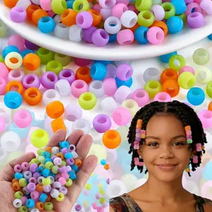 40Pcs 6×9 Reusable Glitter Silicone  Large-Hole Hair Beads Shimmering Ponytail Accessories with 8 Colors, Soft Hair Adornments Essential Fashion Accessories for Women's Braided Styles Sparkling Hair Jewelry