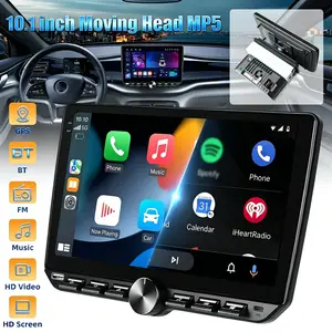 【Father's Day Gift】10.1 Inch Rotatable Android 15 Car MP5 Stereo (4GB+64GB), Wireless CarPlay & Android Auto, Bluetooth 5.0, FM/RDS, 6 RCA Output, Touchscreen with Knob Control - In-Car Entertainment Upgrade