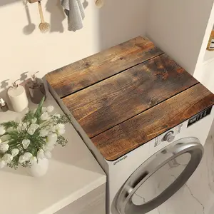 1pc Non-Slip Diatomaceous Earth Mat Light Brown Oak Wood Print. Fast Drying Washer Dryer Top Cover (23.6x19.7"). Noise Reducing Dustproof Protector. Scratch Resistant Modern Laundry Decor.