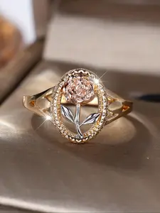 Rose Design Engraved Decorative Ring, Wedding Promise Rings, Fashion Accessories for Women & Girls, Trendy All-match & Exquisite Jewelry for Birthday Gift