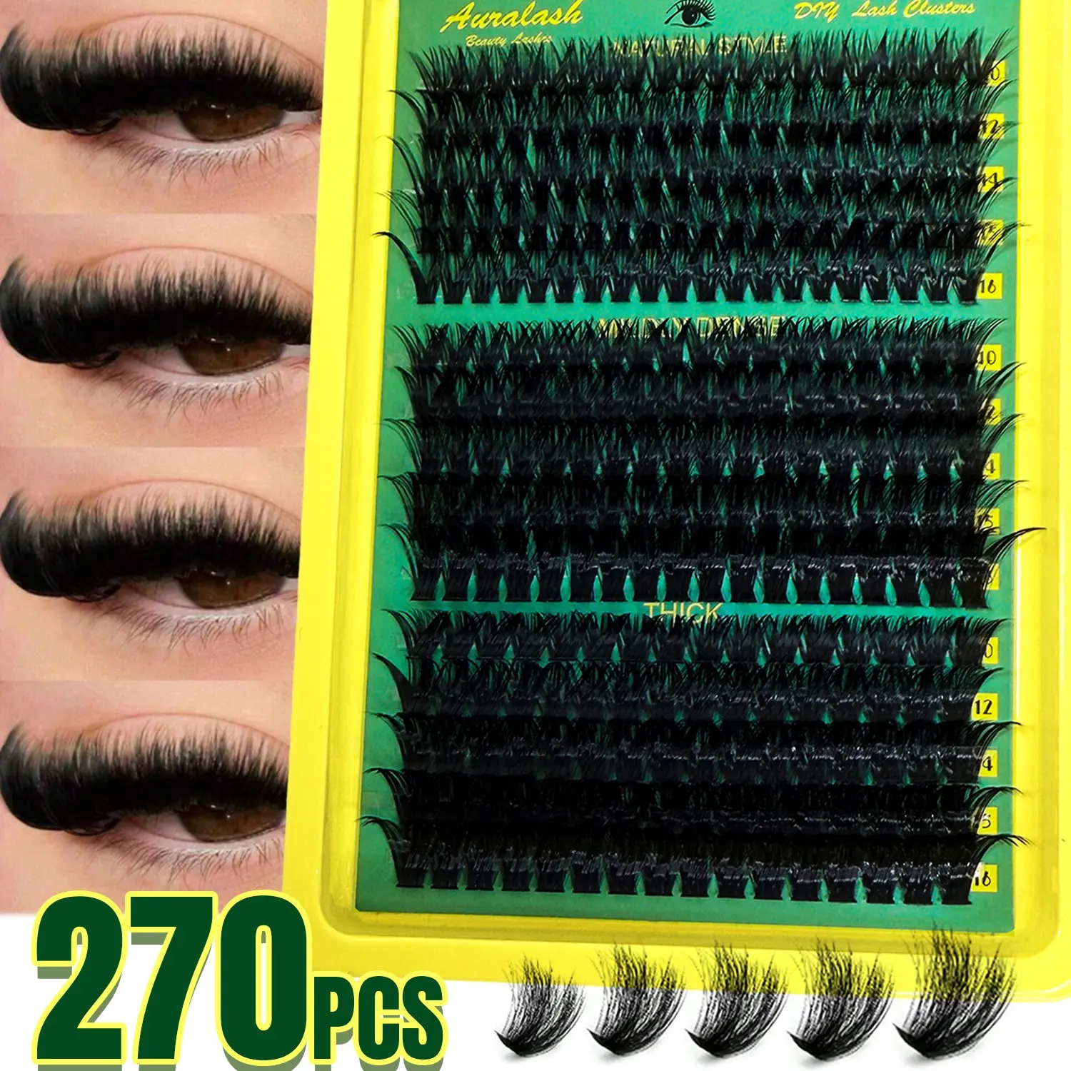 DIY Lash Extension Kit 60D 80D, Full Volume Individual False Lashes, Volumized False Eyelashes, with Bond & Seal & Tweezers, Wispy Finish, Longer Eyelashes, Wear, Long Lasting Eye Makeup for Beginners and Professionals, Eyelash Clusters