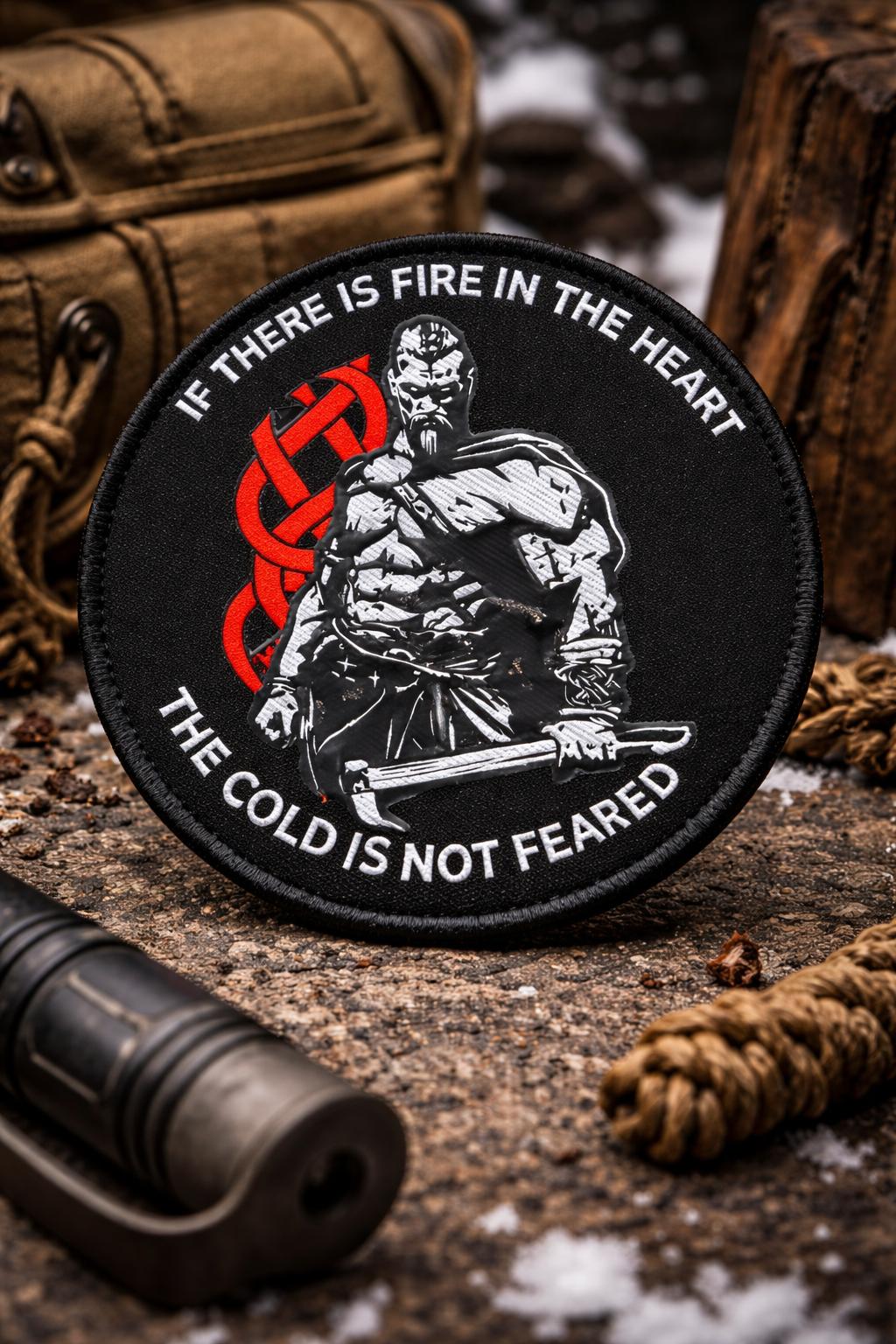 2pcs Viking Warrior Morale Patch The Cold Is Not Feared 3.35" Circle Removable Morale Patch with Tactical Embroidered Patch