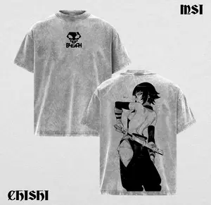 Soi Fon - Bleach Anime Double Printed Vintage Washed Tee Unisex Oversize Anime Manga Washed Heavyweight Cotton T-shirt
