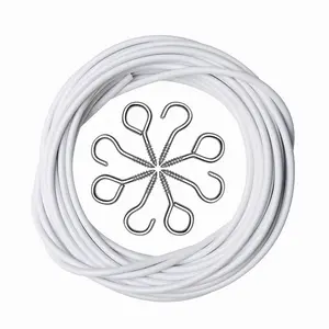 2 Pack 3 Meter White Curtain Wire, Plastic Coated Window Curtain Wire with 8 Pairs of Screw Eyes and Hooks