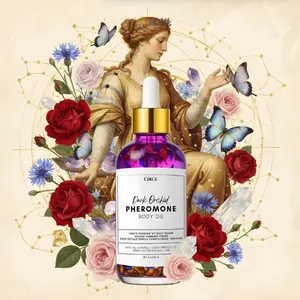 Dark Orchid Pheromone Body Oil – Orchid, Jasmine & Amber Scent | Rose Petals, Blue Cornflower, Black Obsidian (4 oz)