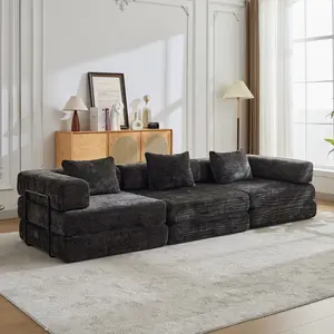 Convertible Sleeper Sofa Bed, Compression Folding Sofa with Pillow, No Assembly Required, Metal Frame, Floor Sofas Lounge Couch for Living Room, Bedroom, Small Spaces