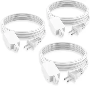Indoor Extension Cord 10 FT, 2 Prong White Extension Cord, 3 Polarized Outlets with Safety Cap Protect for Home Office, 16/2 SPT-2 ETL Listed, 3 Pack