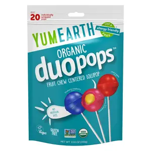 Organic Lollipops with Fruit Chewy Centers Allergy Friendly Vegan Gluten Free Candy Pops 20 Count