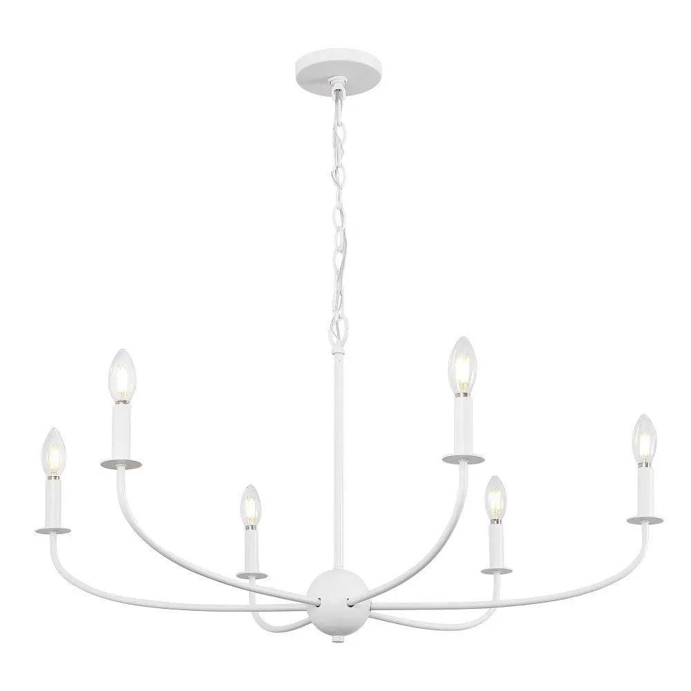 Ainsley Grand Traditional Farmhouse Adjustable Swooping Arm Candle-Style Metal LED Chandelier