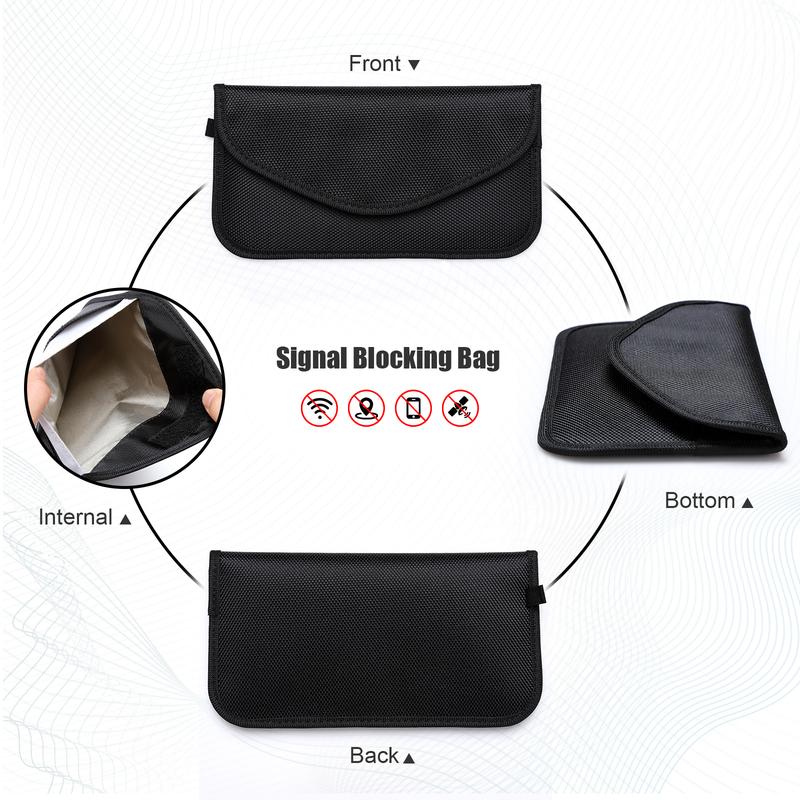 Dazone 2 Pcs Large Faraday Bags for Phones & Car Keys RFID Signal Blocker Shielding Pouch Anti-Theft Key Fob Case Anti-Tracking Privacy Protection