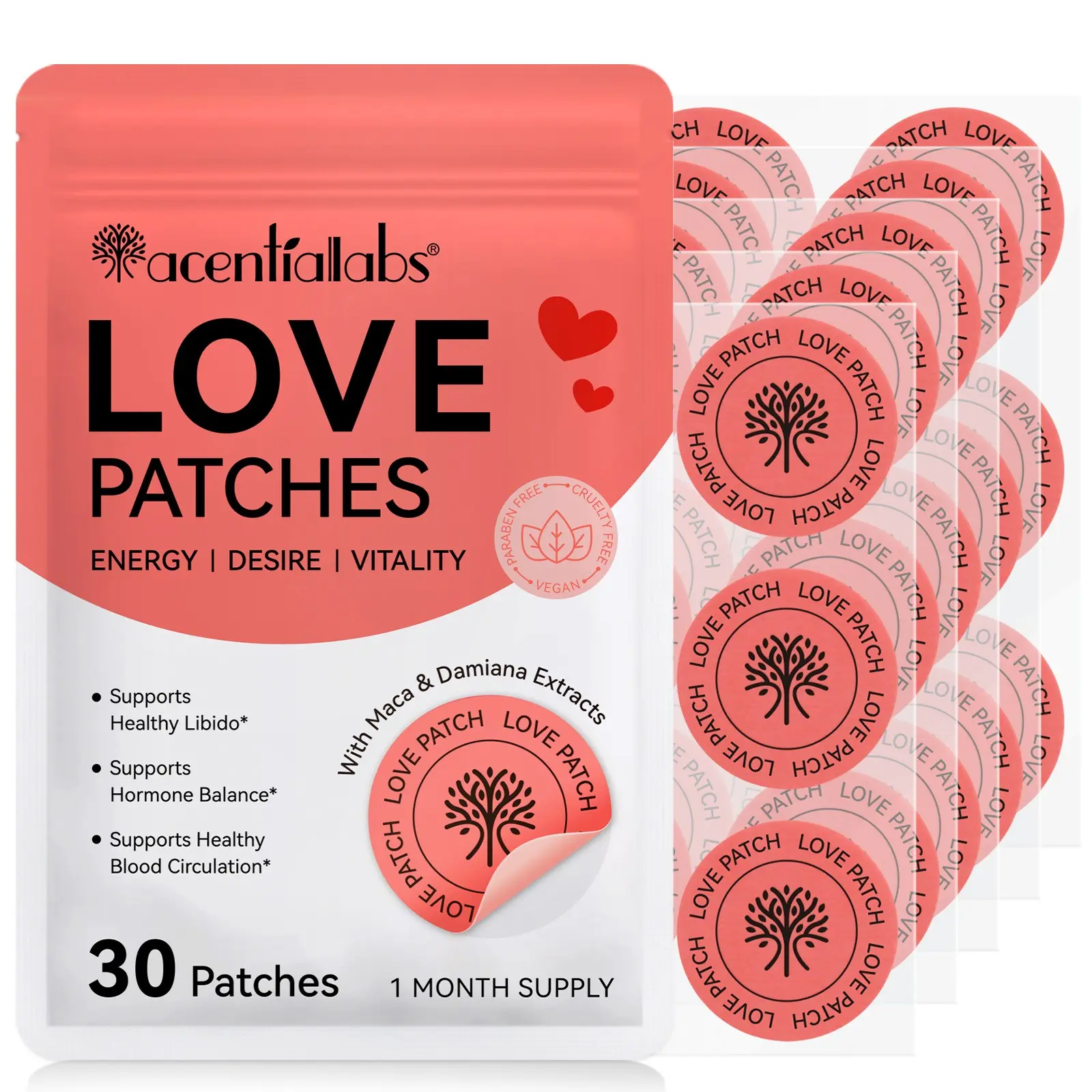 acentiallabs Love Patches (30-pack), portable mood-boosting patches that relieve anxiety and are perfect for setting the mood on dates. They’re waterproof, long-lasting, and stay securely in place—even while swimming, exercising, or showering.