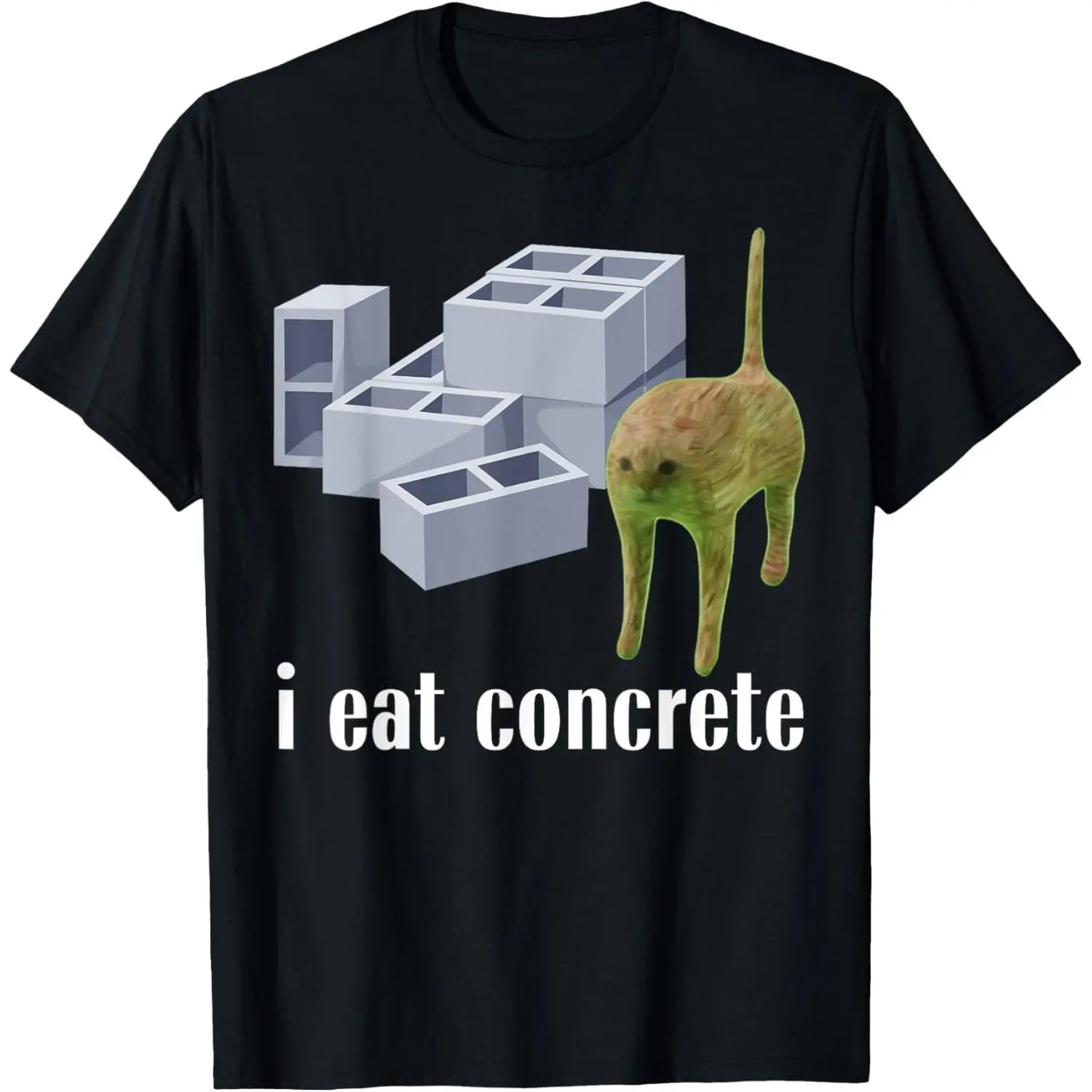 100% Cotton Menswear Unisex Classic Short-Sleeve Tshirt, Funny "I Eat Concrete" Meme Casual Top, Golf Gift for Men, Shortsleeve, T-Shirt, Crew Neck, Garment, All Seasons, Pure Cotton, Clothes, Funny Print, Minimalist, Athletic Basic, Digital Transfer, Fit
