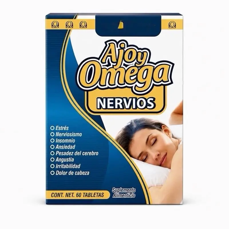Ajoy Omega Nervios Herbal Relaxation Supplement Capsules for Stress Relief Sleep Support Calm Mood & Nervous System Wellness 60 Tablets