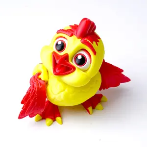 4.09inch 3D printed chicken model toys, flexible jointed animal doll statues, home and office desk decorations, holiday surprise gifts