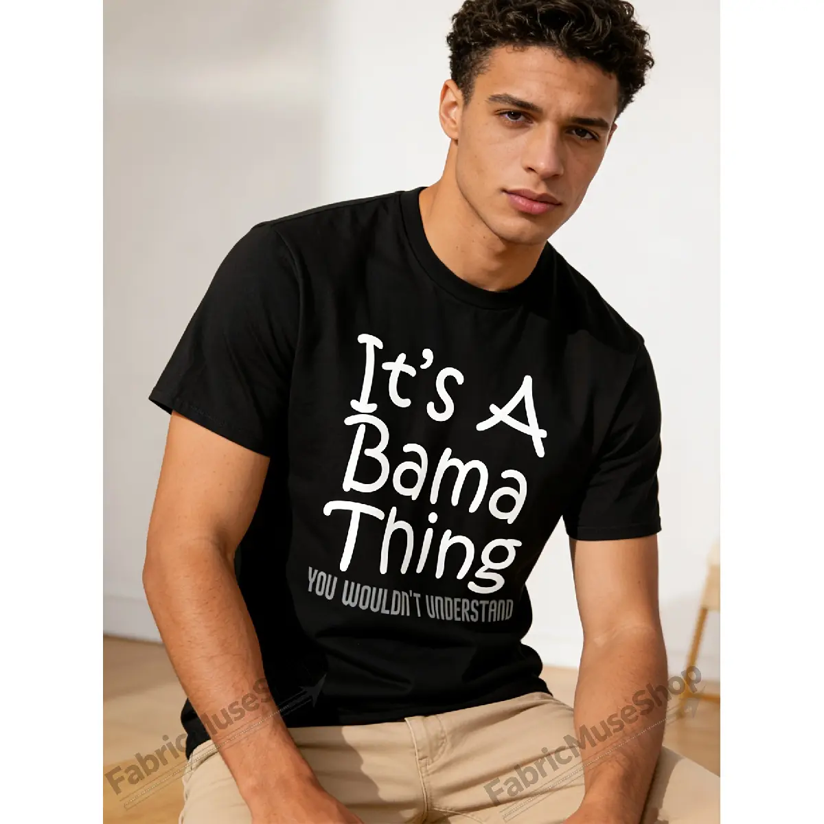 Men's Alabama Graphic T-Shirt with "It's A Bama Thing" Print, Stylish Sport Fabric Top, Comfortable Menswear Staple, Shortsleeve, Classic, Regular Fit, Multi-Function, Round Neck, Graphic Print, Jeans, Layer, Soft, Stretch