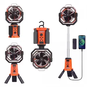 TazTir 20000mAh Portable Camping Fan with Misting & LED Lantern – Dual Motor, Aromatherapy Box, Solar Charging, Remote Control, Stepless Speed, 360° Rotation, USB/Type-C Fast Charging, Stand or Hang for Outdoor Travel