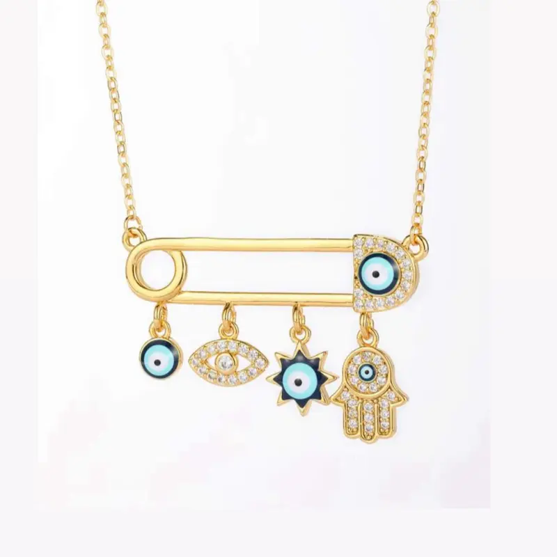 Guardian Charms Safety Pin Necklace