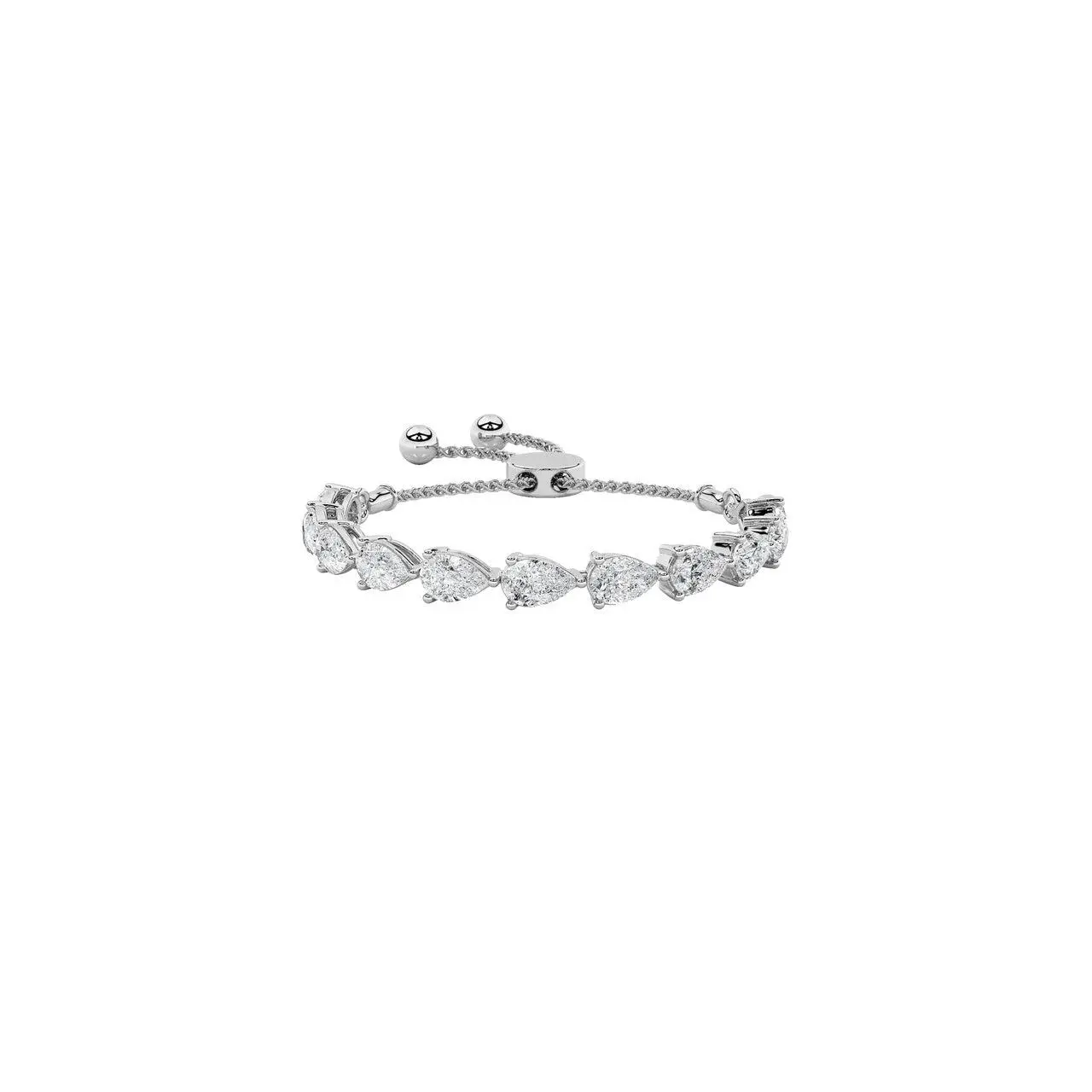 3.5Cttw Pear Shaped Lab Grown Diamond (F/VS) Bolo Bracelet in 14K Gold