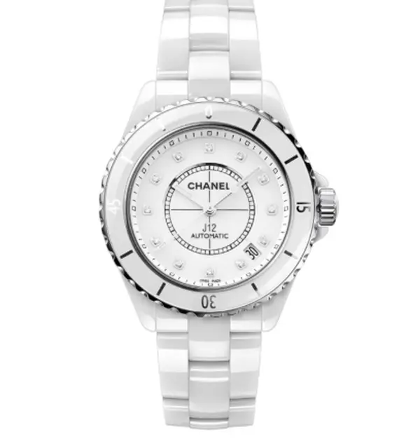 Chanel J12 H1628 33mm Quartz White Dial White Ceramic Ladies Watch WHP043439