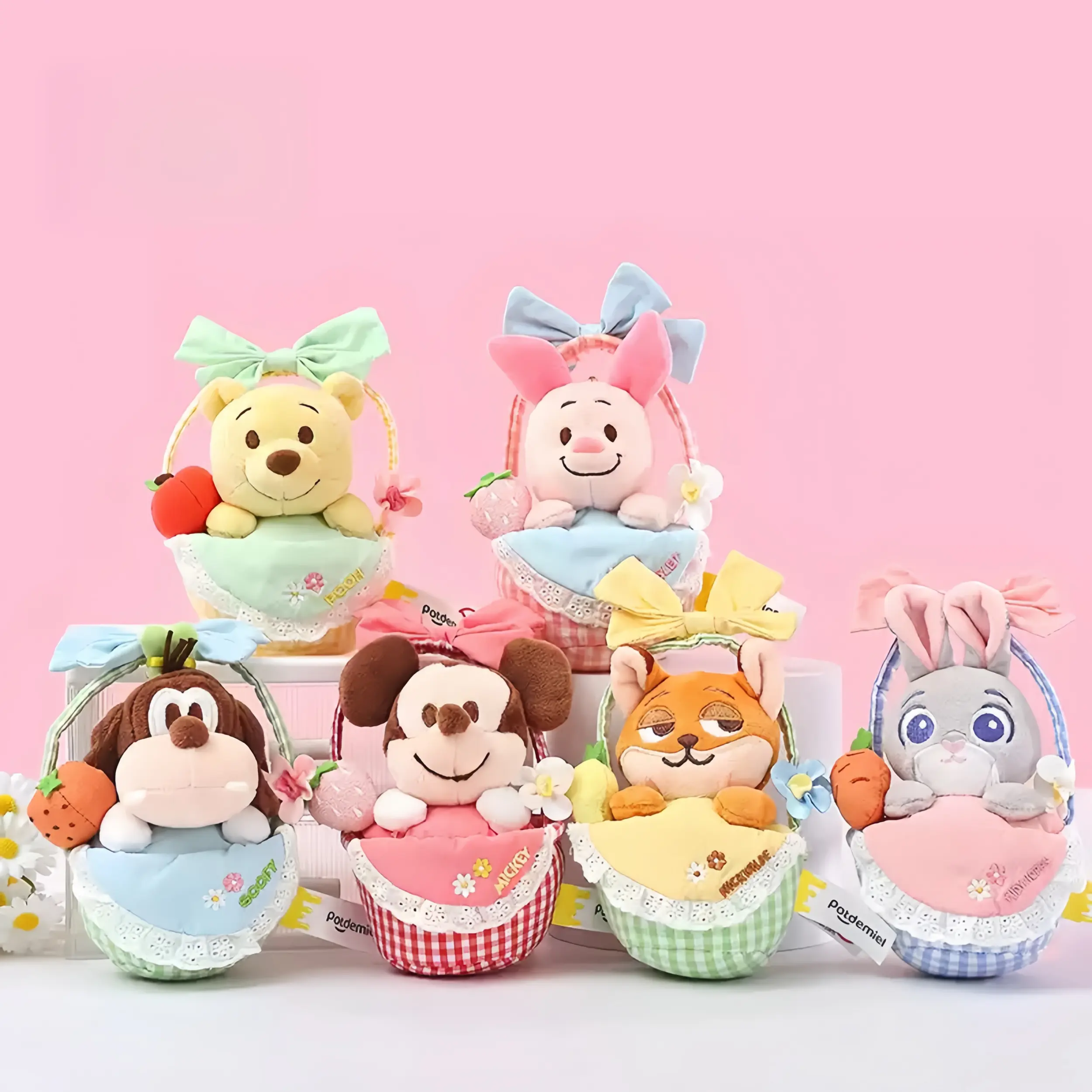 Disney Pastel Kawaii Cartoon Keychains, Cottagecore Gingham Plush Figure, Collectible Bag Charm Accessories for Teens, Keychain Accessories, Nick Wilde, Cartoon Character, Cute, Metal Clasp, 3D, Cloud Soft Fabric, Casual, Collectibles, Kawaii Accessories,