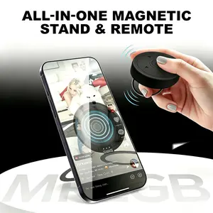 MREGB Magnetic Phone Stand & Bluetooth Remote Control - All-in-1 TikTok Scrolling Remote & Photo Shutter, 180° Adjustable MagSafe Phone Holder, Perfect for Video, Selfies, and Reading