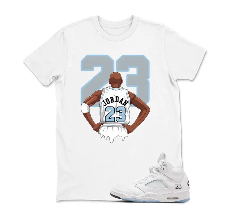 AJ5 White Metallic Matching T Shirt, MJ 23 Graphic Shirt, 90s Hip Hop Tee, Gift For Women and Man, Unisex T-Shirt, Sneaker Head Gift