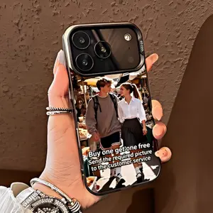 Custom DIY silver phone case. Compatible with iPhone 17, Air, 16/15/14/13/12/11 Pro, and Pro Max models. Can be used as an anniversary gift, Christmas gift, Halloween gift, or birthday gift, with photo customization options available.