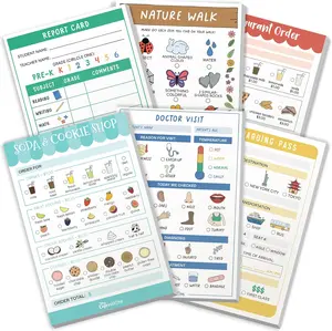 Tiny Expressions Pretend Play Notepads - 6-Pack Kids Play Pads - 40 Pages Each of Restaurant, Doctor, Boarding Pass, Report Card, Nature Walk & Soda Shop for Imaginative Role Play