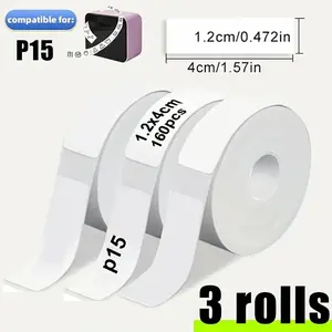 3 Rolls Thermal Label Paper, and Transparent, Multiple Sizes, Waterproof Oil-Resistant Adhesive Labels, Ideal for D30/d35 Printers, Office Use